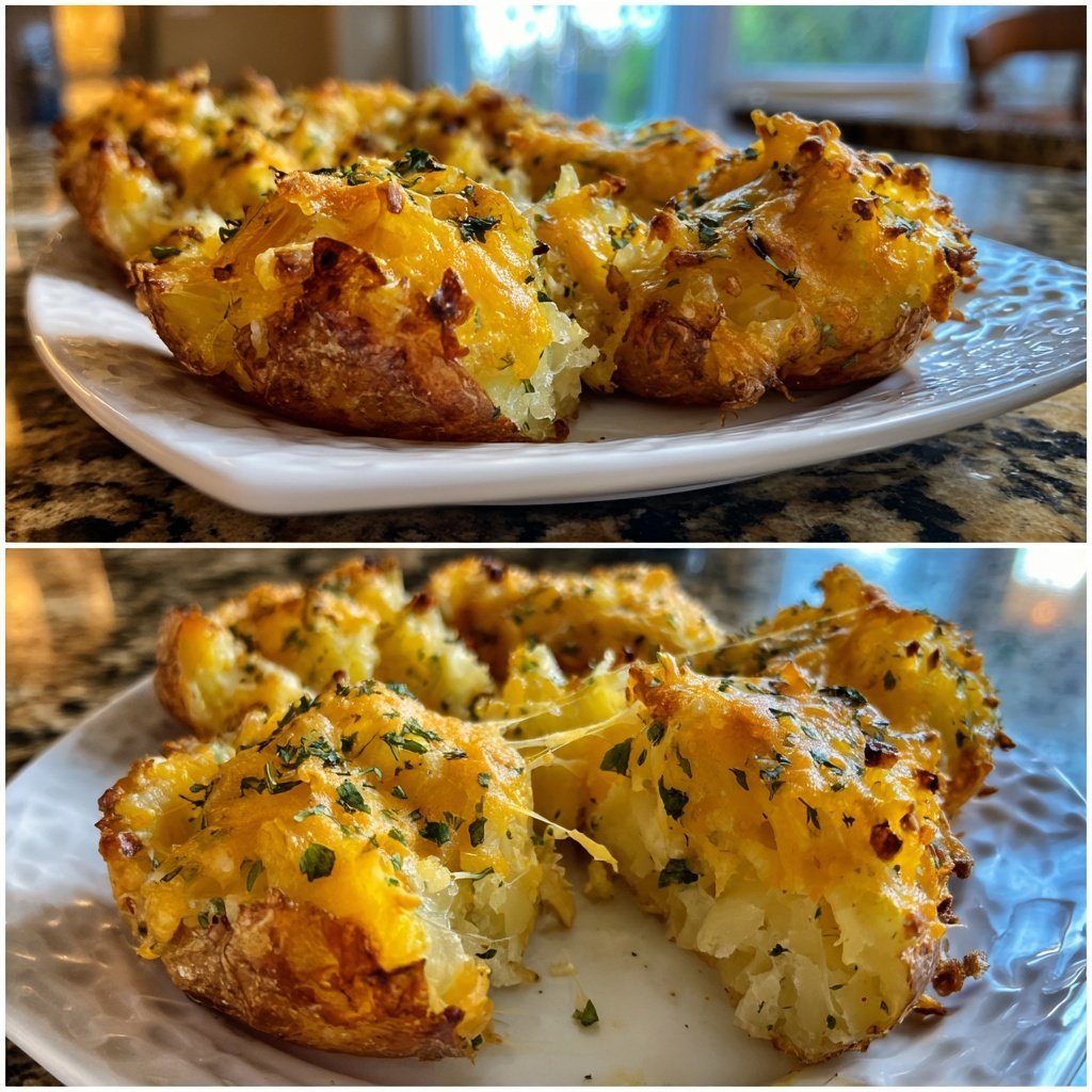 Airfryer Garlic and Cheddar Potatoes