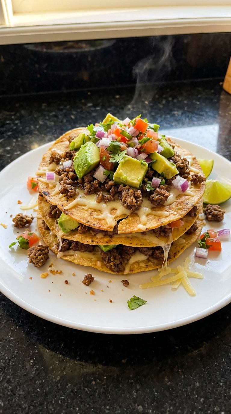 Ground Beef Tostada Stack