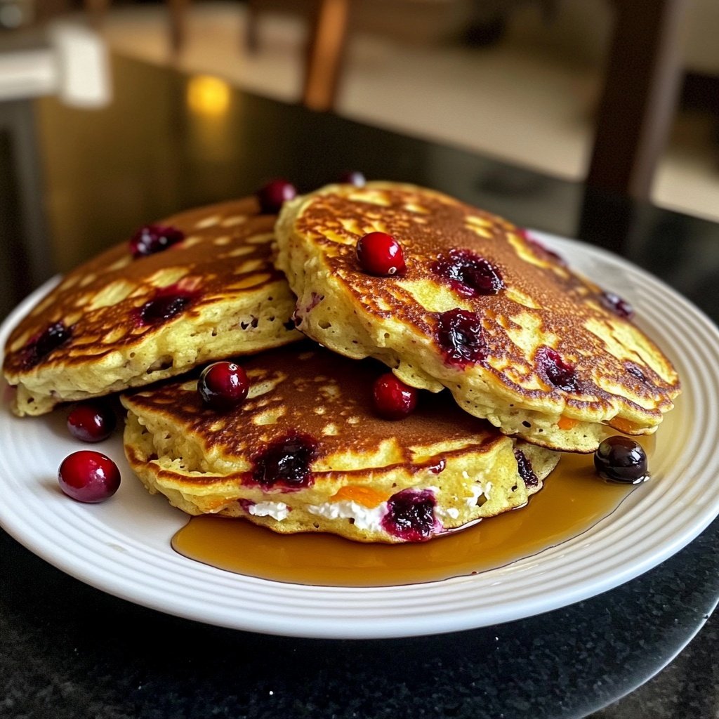 Fluffy Cranberry Orange Ricotta Pancakes