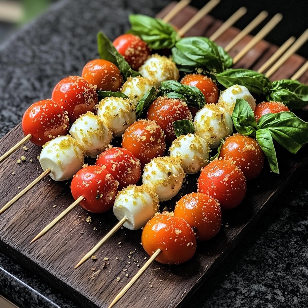Simple Caprese Cherry Tomato Skewers