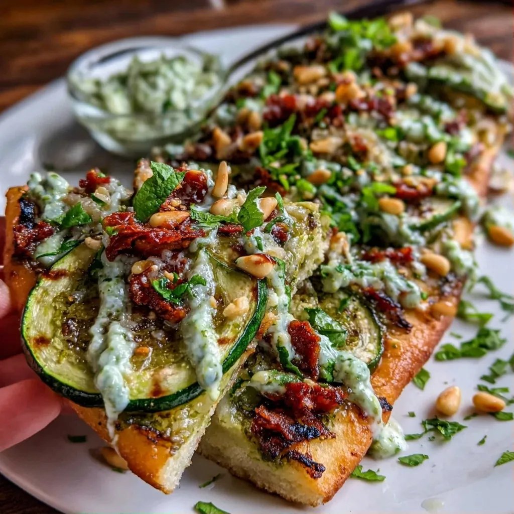 Grilled Zucchini Pesto Flatbread
