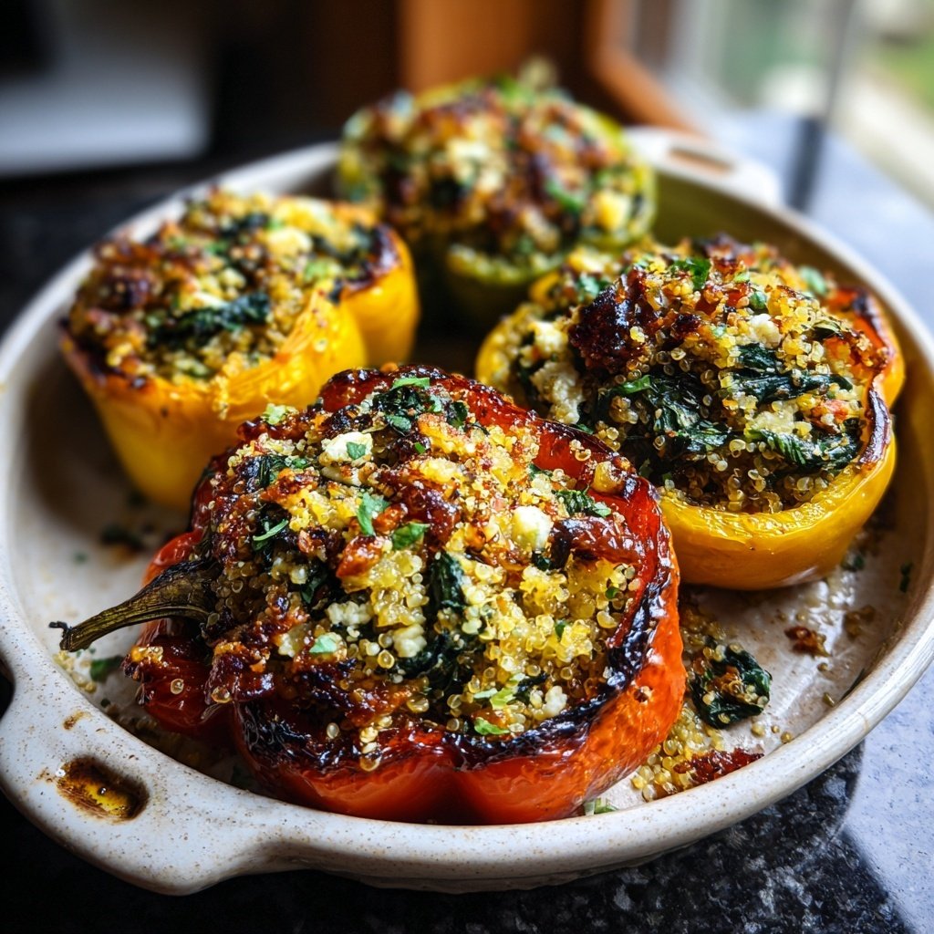 Quinoa and Spinach Stuffed Peppers