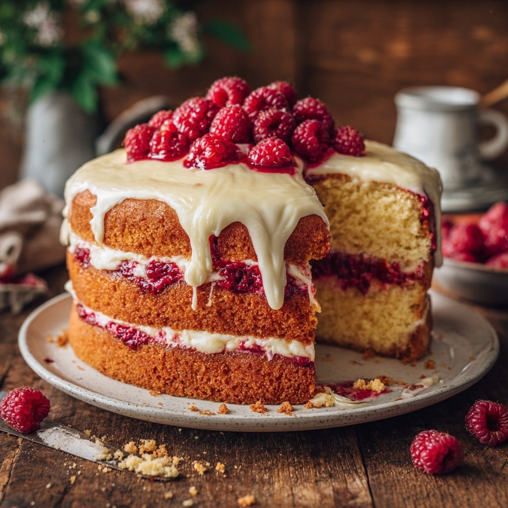 Vanilla Raspberry Layer Cake