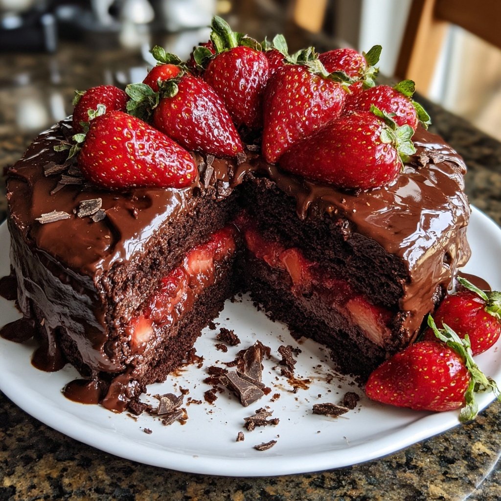 Chocolate Covered Strawberry Galentine's Cake