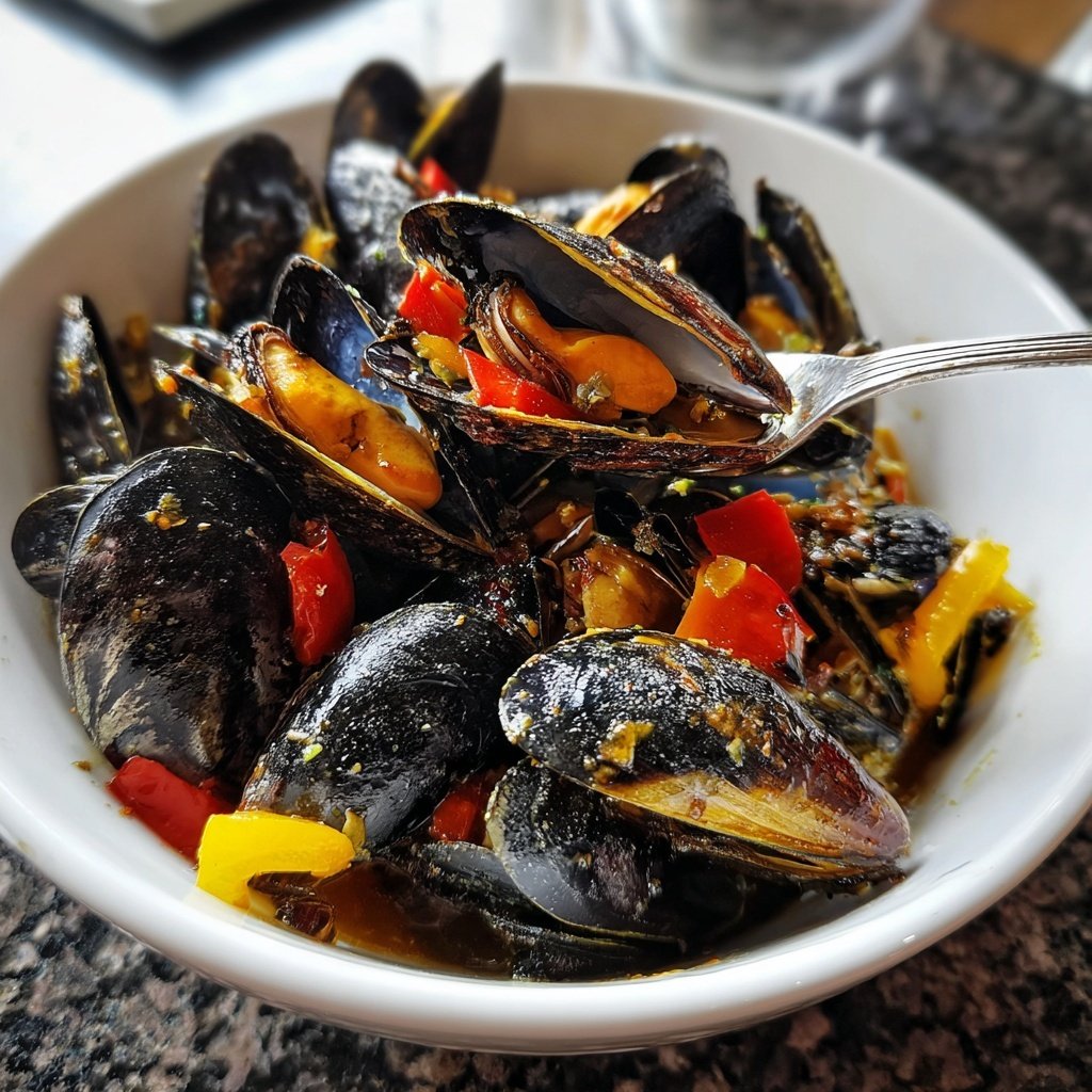 Steamed Mussels with Peppers