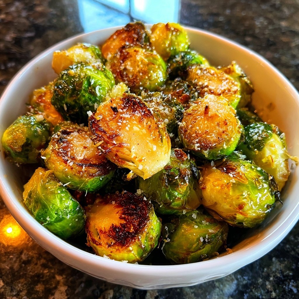 Roasted Garlic Parmesan Brussels Sprouts