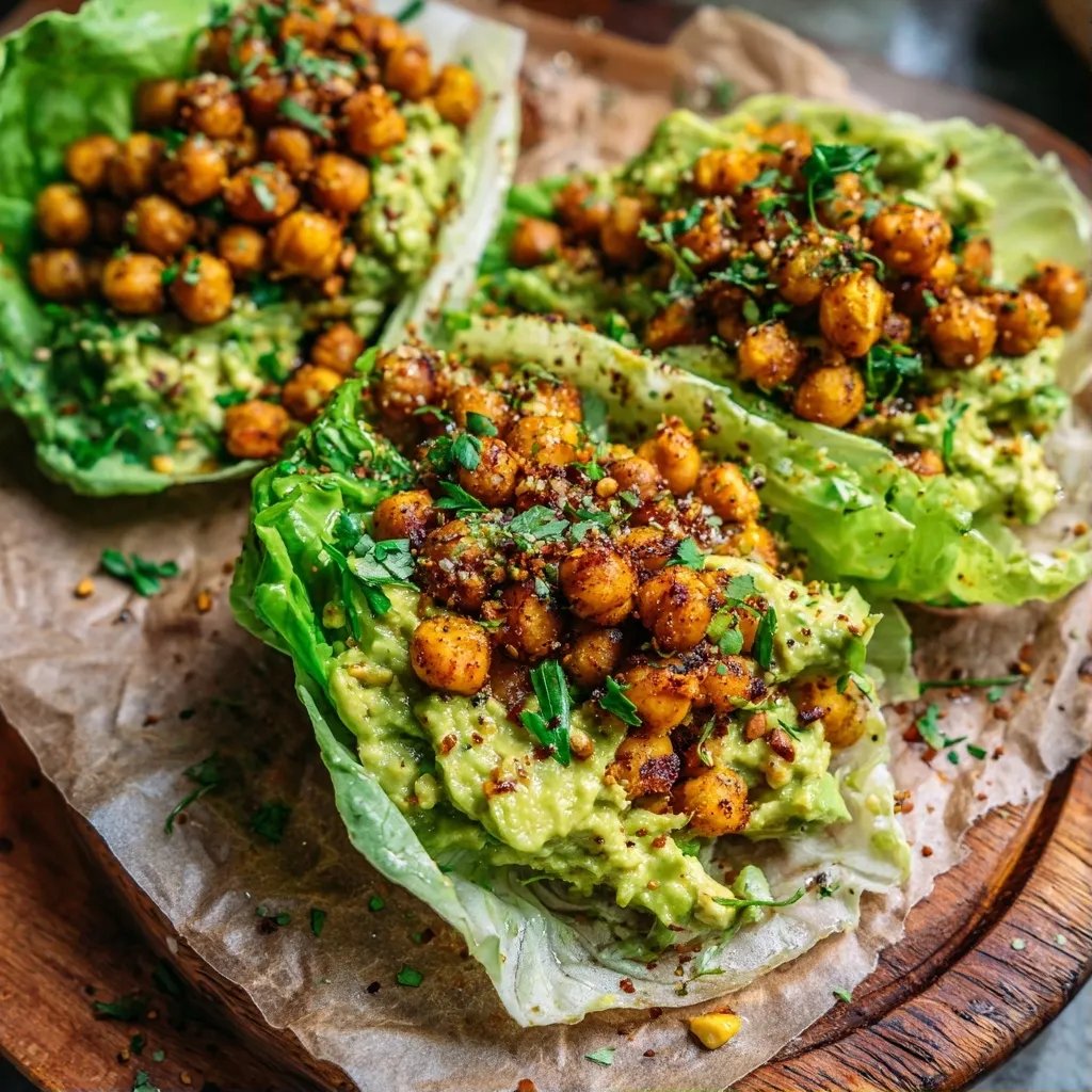 Avocado Chickpea Lettuce Cups
