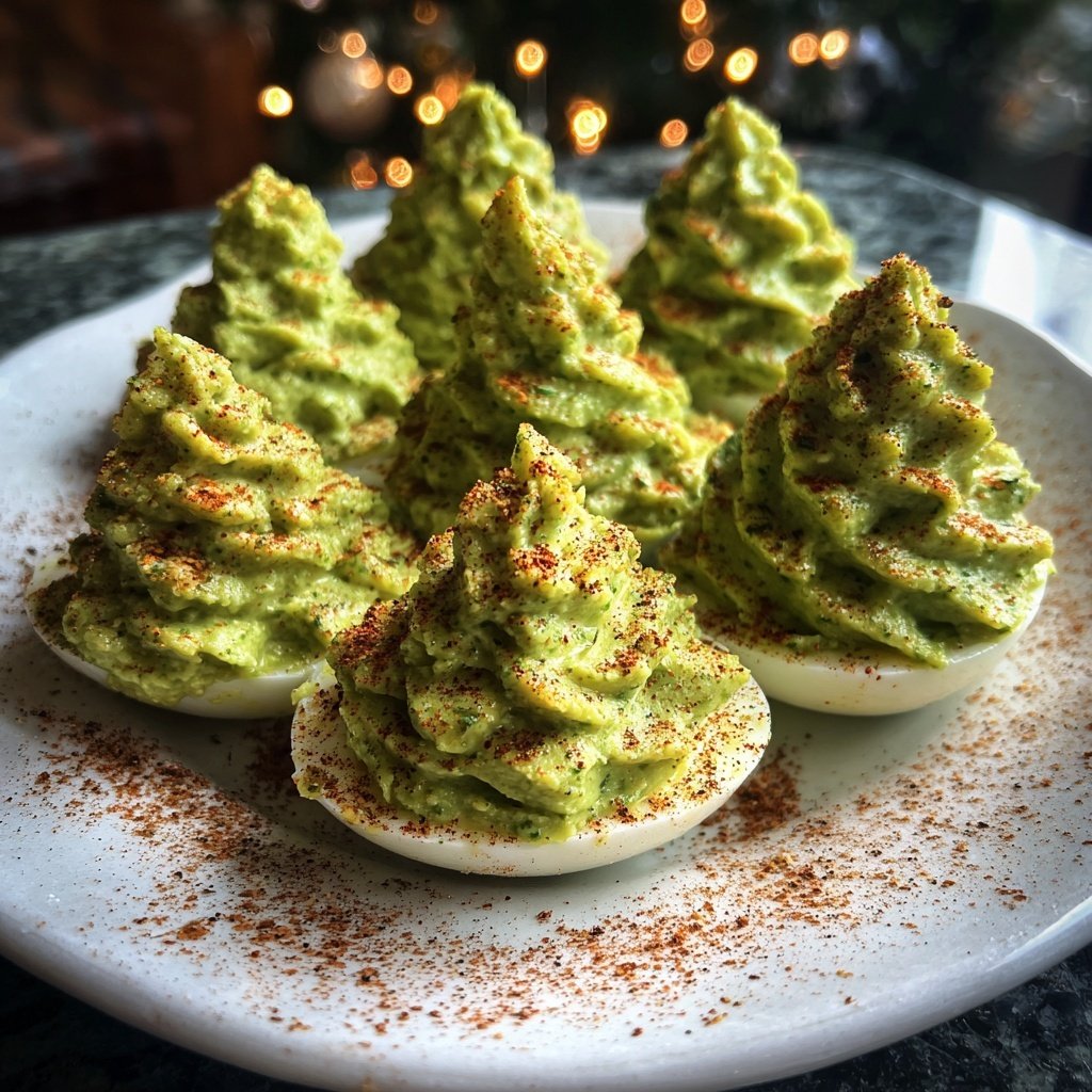 Christmas Tree Deviled Eggs Pesto