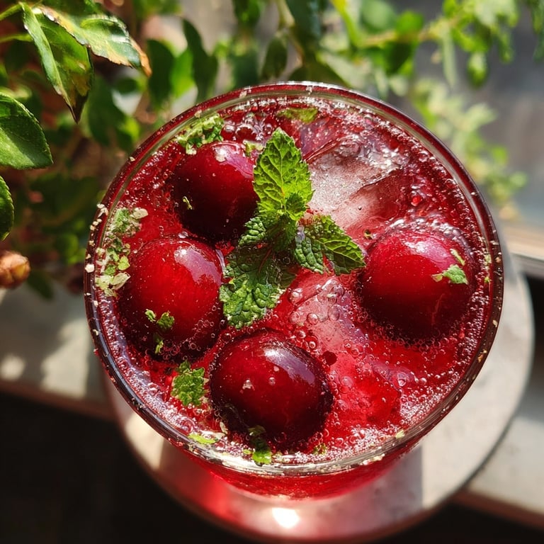 Christmas Cherry Fizz Mocktail Recipe