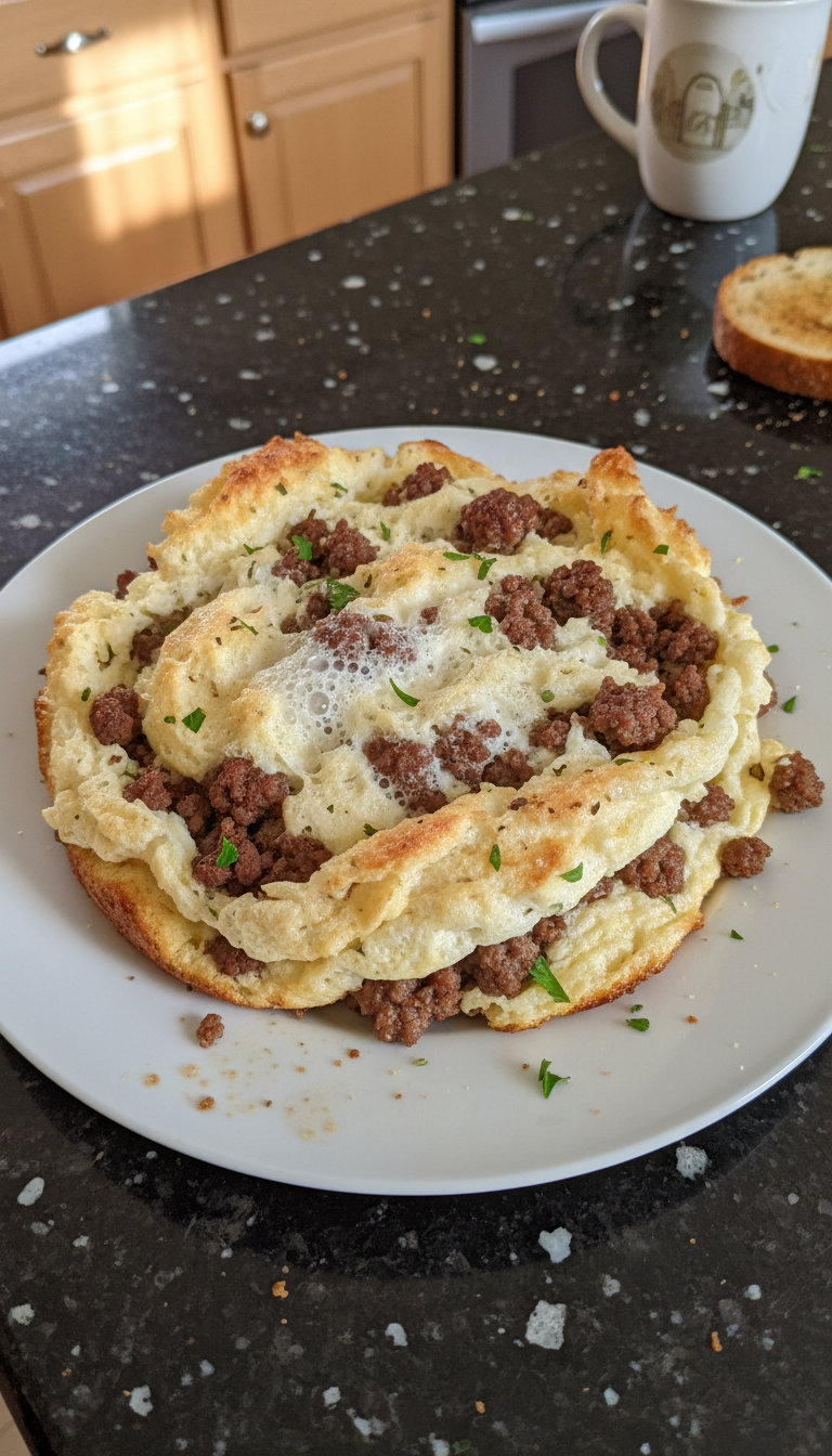 Fluffy Ground Beef and Egg Bake