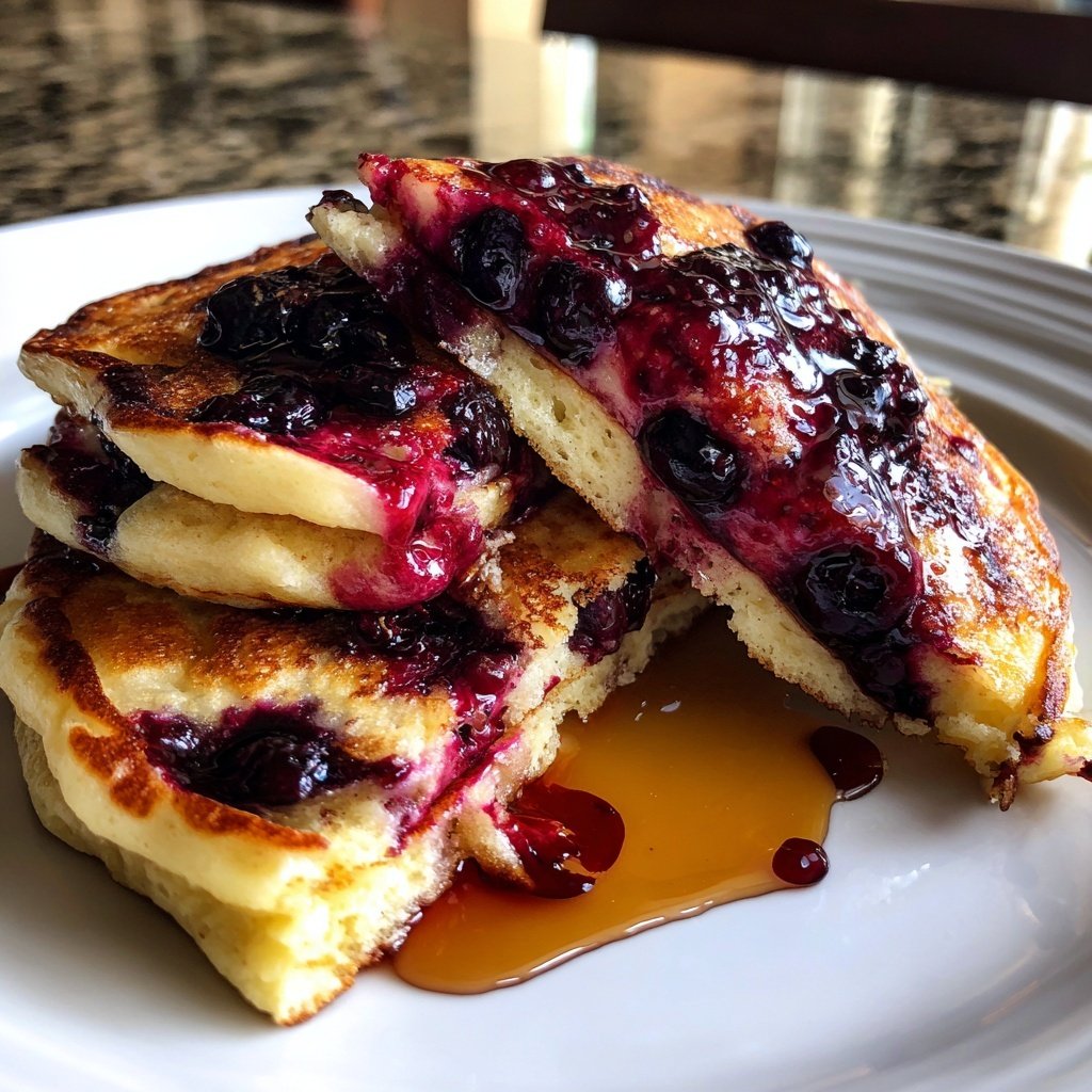 Blueberry Swirl Ricotta Pancakes for Brunch​