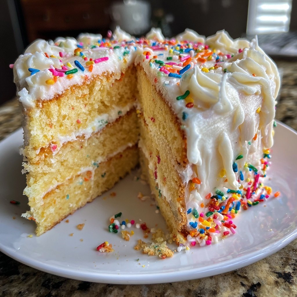 Vanilla Birthday Cake with Rainbow Sprinkles