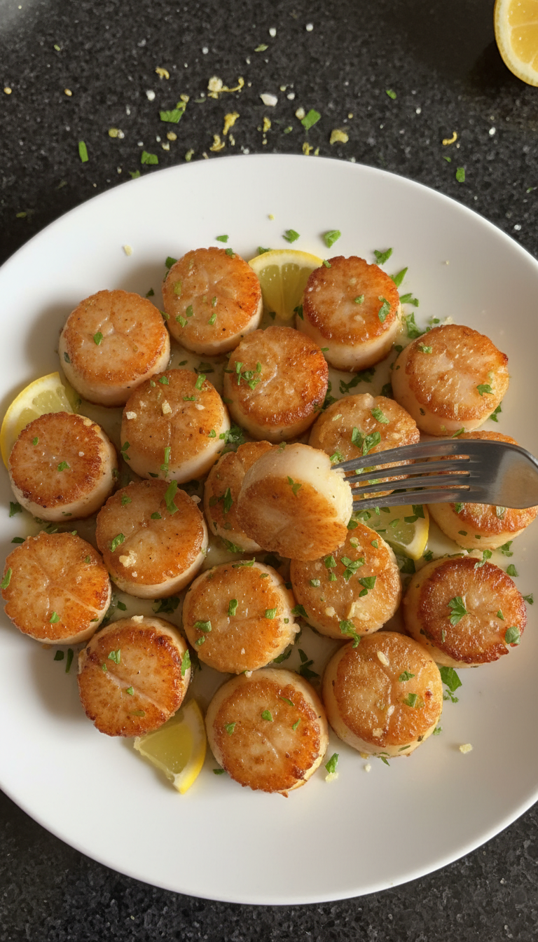 Lemon Garlic Pan Seared Scallops