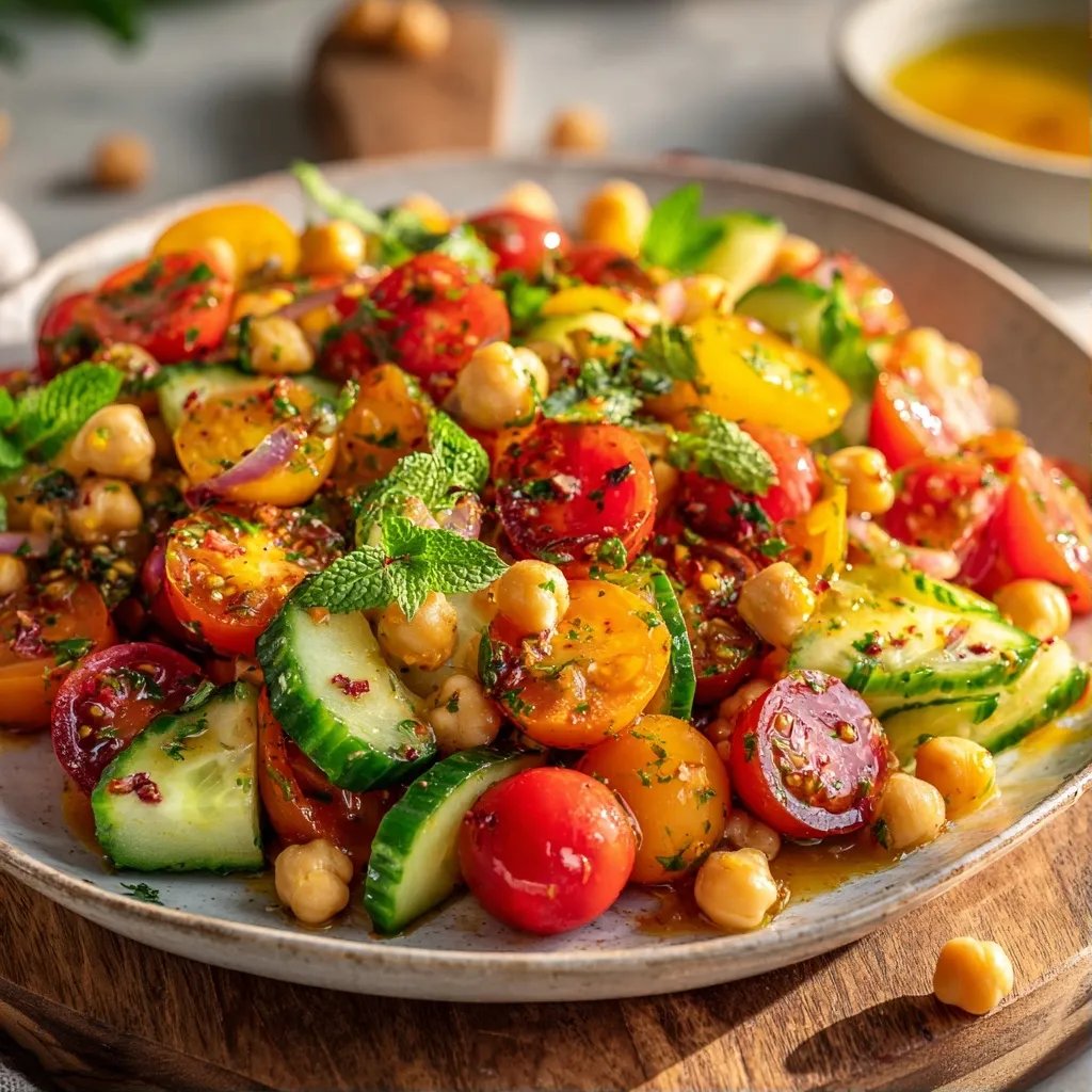 Tomato Cucumber Chickpea Salad
