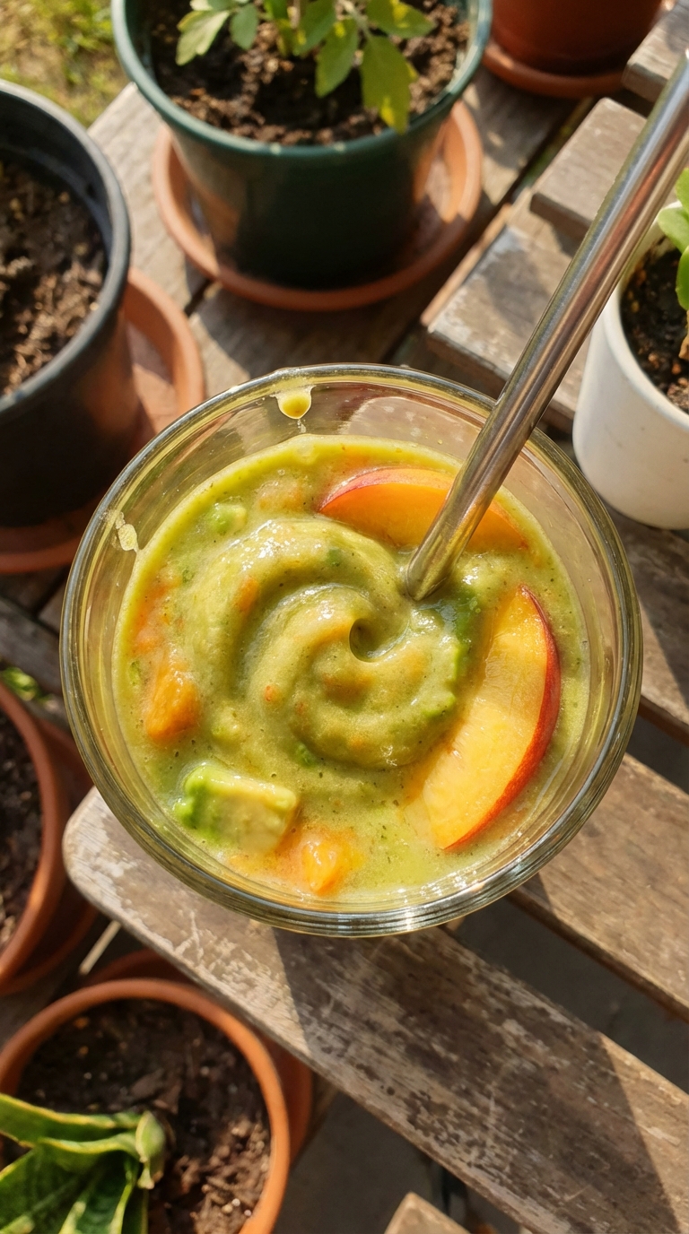 Peach Avocado Green Smoothie
