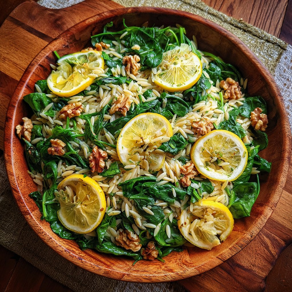 Orzo Spinach Lemon Salad
