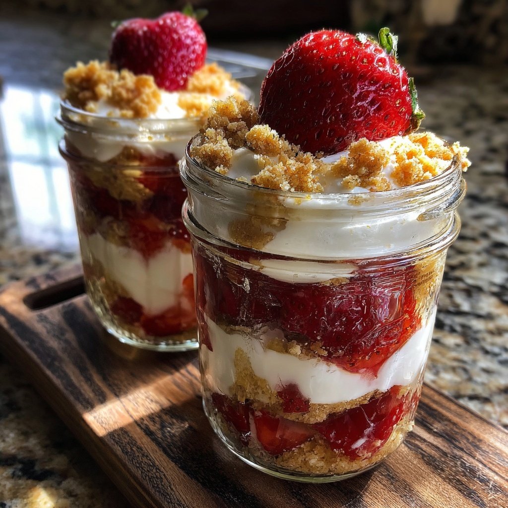 Layered Strawberry Shortcake Jars