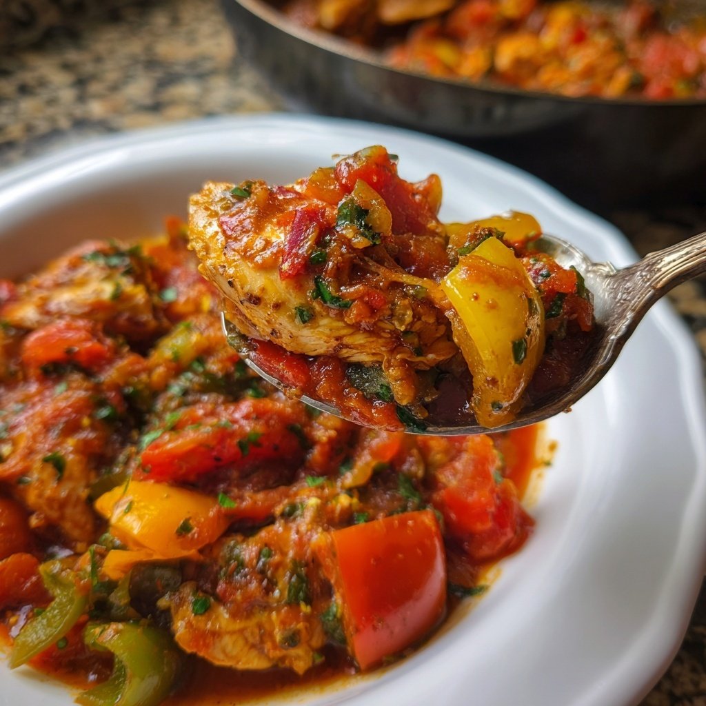 Chicken with Stewed Peppers Tomatoes